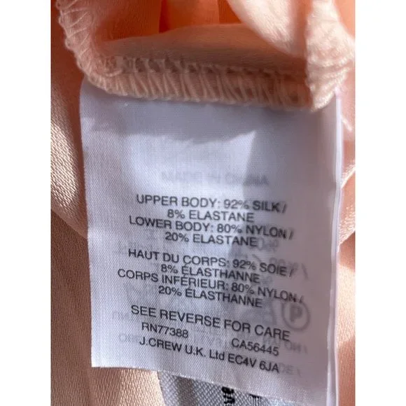 NWT J. Crew Stretch Tailored Bodysuit Silk Light Shell Size 12